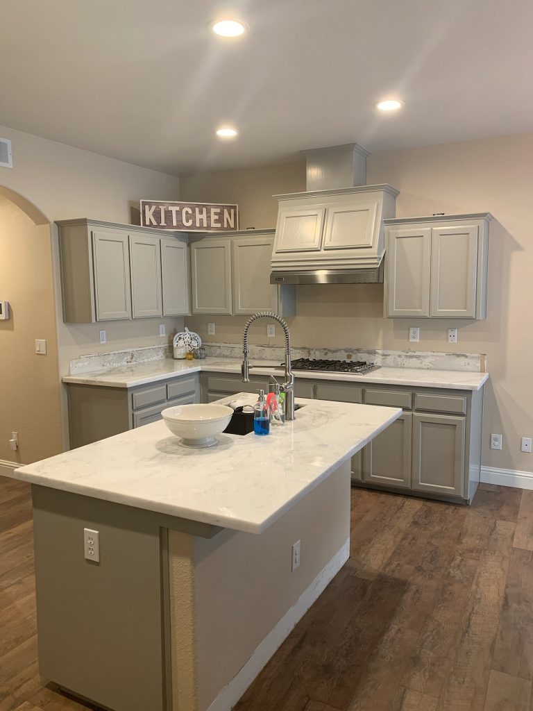 Full kitchen with painted cabinets